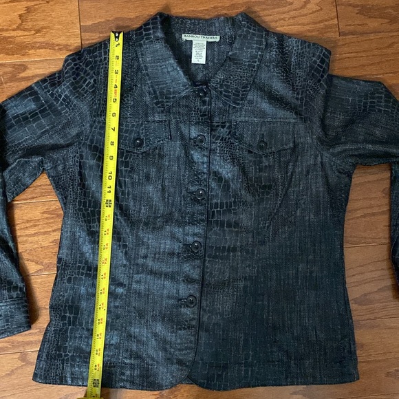 Bamboo Traders black jeans jacket animal design L - Picture 8 of 9